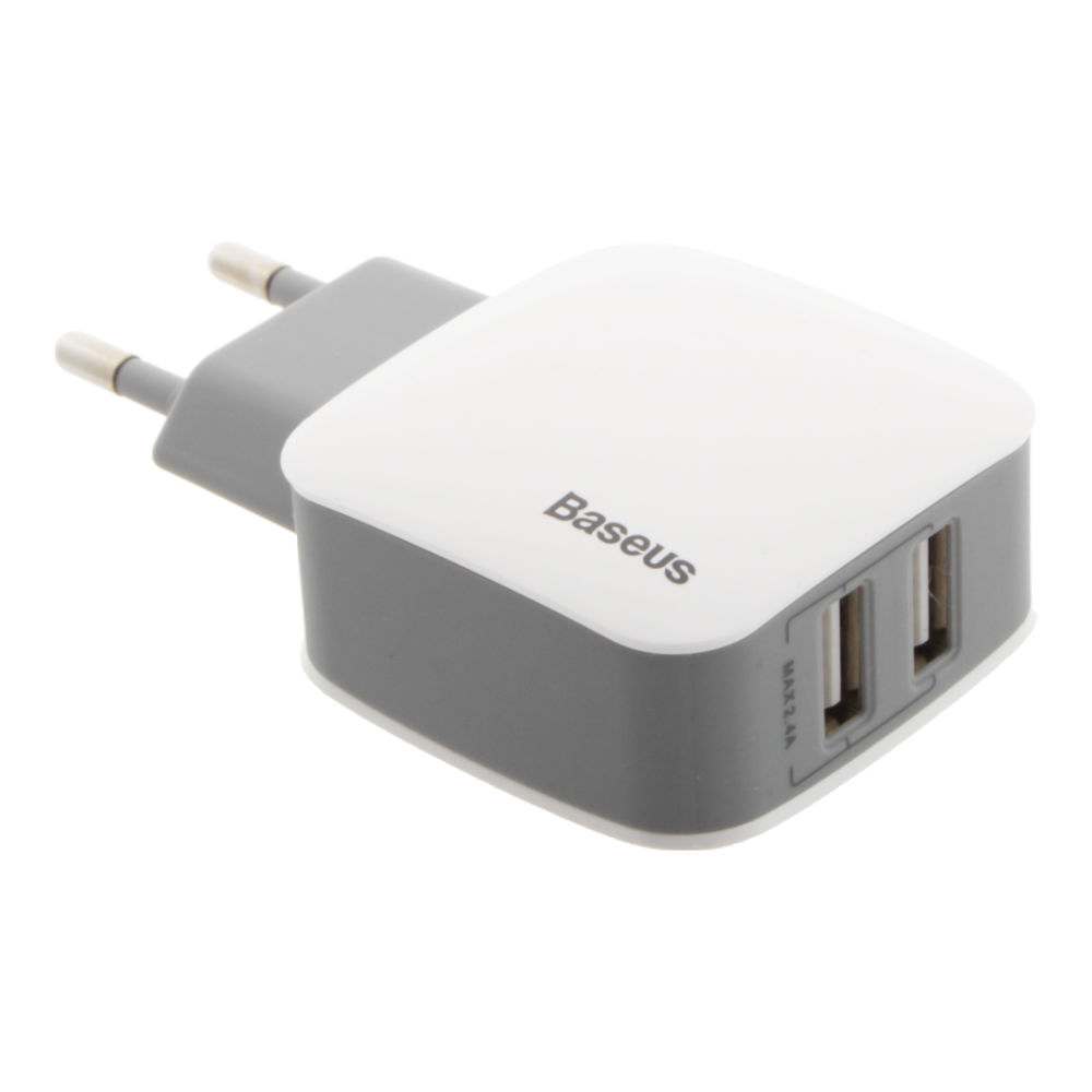 СЗУ (Сетевое зарядное устройство) Baseus ZCL2B-B02 Letour Dual U, 2.4A, 2 USB, цвет бело серый | ВСЁ ПО 100 СЗУ (Сетевое зарядное устройство) Baseus ZCL2B-B02 Letour Dual U, 2.4A, 2 USB, цвет бело серый | ВСЁ ПО 100