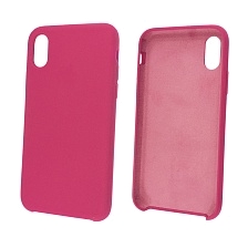 Чехол накладка Silicon Case для APPLE iPhone X, XS, силикон, бархат, цвет малиновый.