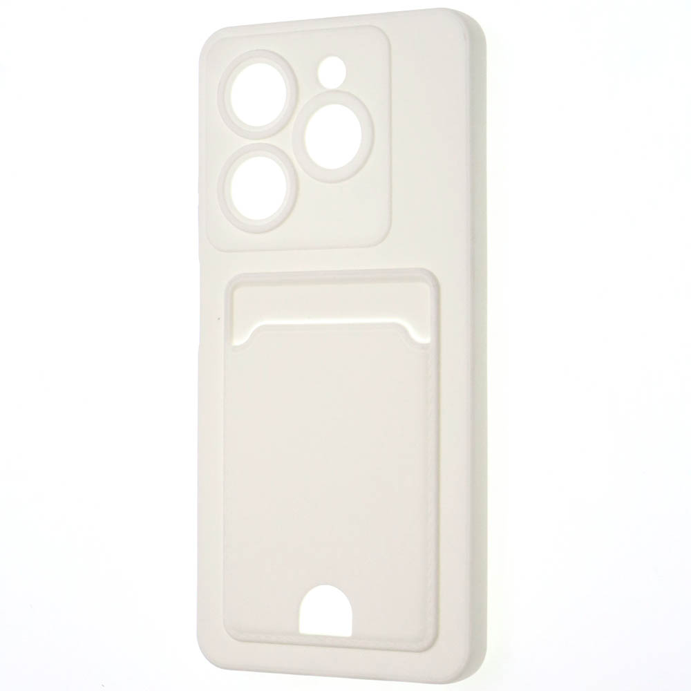 Чехол накладка BUTTON для TECNO Spark 20, TECNO Spark 20C, защита камеры, силикон, отдел для карт, цвет белый