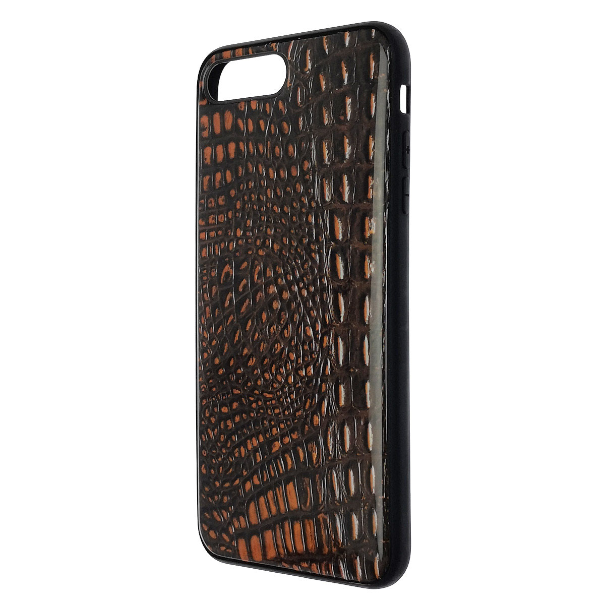 Чехол накладка для APPLE iPhone 7 Plus, iPhone 8 Plus, силикон, глянцевый, рисунок Коричневая кожа крокодила