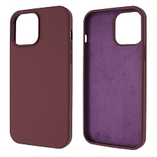 Чехол накладка Silicon Case для APPLE iPhone 13 Pro Max (6.7), силикон, бархат, цвет бордовый