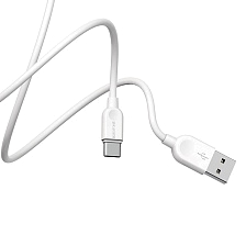 Кабель BOROFONE BX14 LinkJet USB Type C, длина 3 метра, силиконовая круглая оболочка, цвет белый