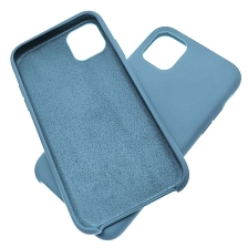 Чехол накладка Silicon Case для APPLE iPhone 11 Pro MAX 2019, силикон, бархат, цвет светло синий.