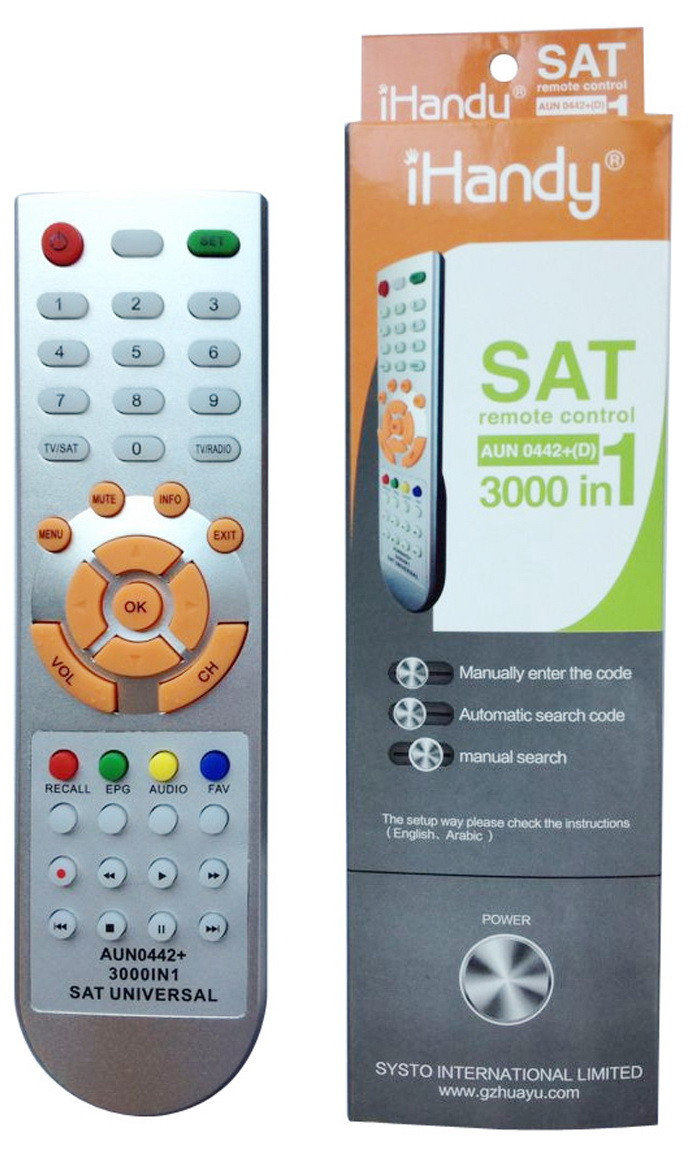 Пульт ДУ универсальный IHANDY SAT AUN0442 подходит к 3000 моделям спутниковых ресиверов