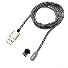 USB кабель магнитный 360 "Magnetic Cable" APPLE Lightning USB, длина 1 метр, тканевая оплетка, цвет серебристый | Последняя цена