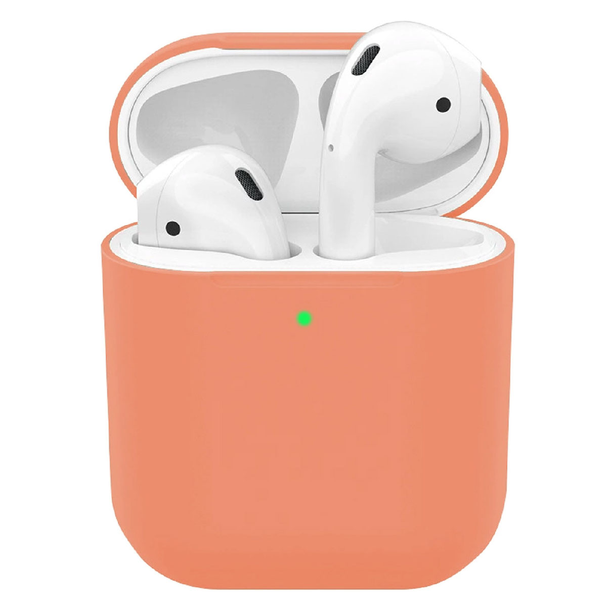 Чехол Silicon Case Slim для беспроводных наушников APPLE AirPods 1, AirPods 2, силикон, цвет оранжевый.