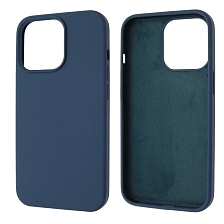 Чехол накладка Silicon Case для APPLE iPhone 13 Pro (6.1), силикон, бархат, цвет темно синий