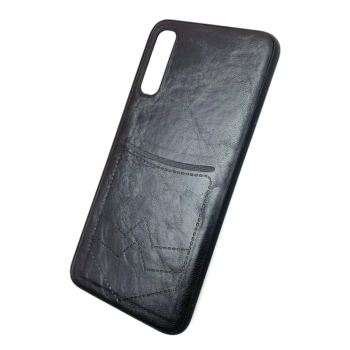 Чехол накладка для SAMSUNG Galaxy A70 (SM-A705), A70s (SM-A707), силикон, визитница, цвет черный.
