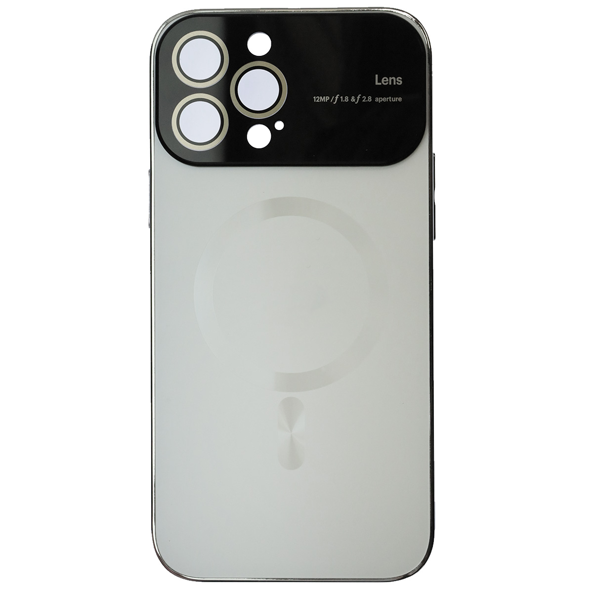 Чехол накладка AUTO FOCUS с поддержкой MagSafe для APPLE iPhone 13 PRO MAX (6.7"), силикон, стекло, защита камеры, цвет белый