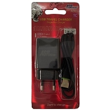 СЗУ (Сетевое зарядное устройство) ASPsmcon A003 с кабелем USB Type C, 2.1A, 1 USB, длина 1 метр, цвет черный СЗУ (Сетевое зарядное устройство) ASPsmcon A003 с кабелем USB Type C, 2.1A, 1 USB, длина 1 метр, цвет черный