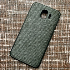 Чехол-накладка Original /силикон.джинс,иск.кожа/ для SAMSUNG Galaxy J4 2018 черный.