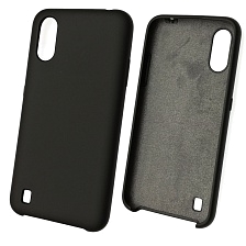 Чехол накладка Silicon Cover для SAMSUNG Galaxy A01 (SM-A015), силикон, бархат, цвет черный | РЕТРО 6
