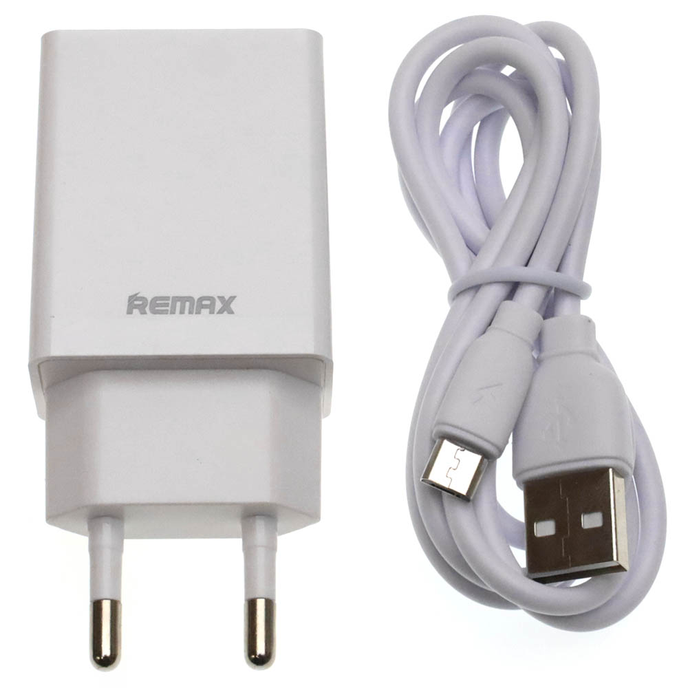 СЗУ (Сетевое зарядное устройство) REMAX RP-U95, 2.4A, 1 USB, кабель Micro USB, длина 1м, цвет белый