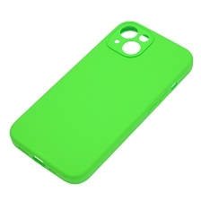 Чехол накладка Silicone Case для APPLE iPhone 13, L-ogo, защита камеры, силикон, бархат, цвет ярко зеленый