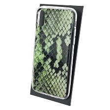 Чехол накладка для APPLE iPhone X, iPhone XS, силикон, глянцевый, рисунок Зеленая кожа Каймана