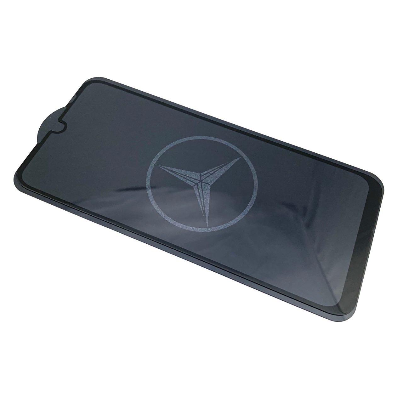 Защитное стекло "9D" GLASS FULL GLUE для XIAOMI Redmi Note 7, с рисунком лого Mercedes-Benz, цвет канта черный.