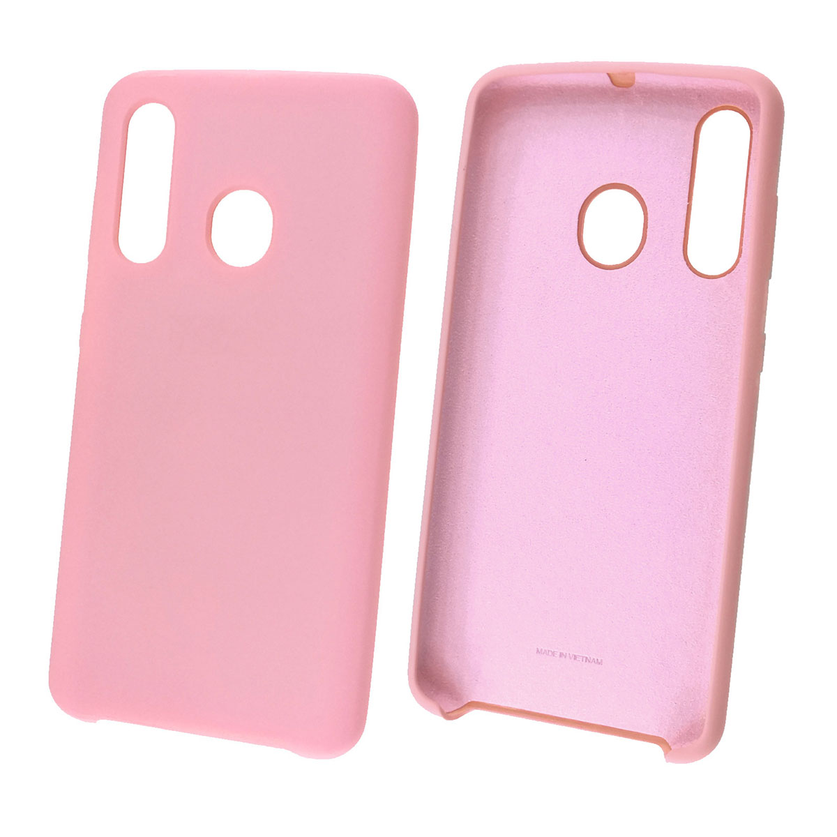 Чехол накладка Silicon Cover для SAMSUNG Galaxy A60 2019 (SM-A605), Galaxy M40 (SM-M405), силикон, бархат, цвет светло розовый