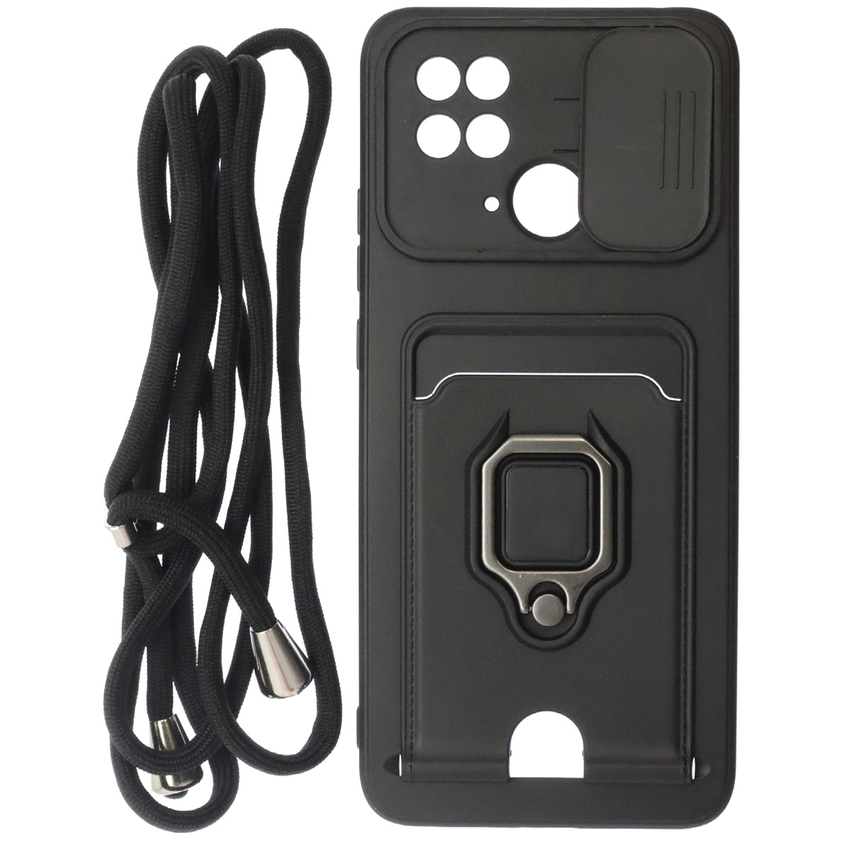 Чехол накладка MULTI FUNCTION 4 в 1 для XIAOMI Redmi 10C, XIAOMI POCO C40, силикон, цвет черный