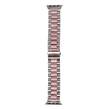 Ремешок для Apple Watch 42-44 mm, нержавеющая сталь, цвет серебристо розовый