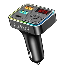 FM трансмиттер EARLDOM ET-M109, 3.1A, Bluetooth 5.3, 2 USB, 1 Type-C, TF Card, RGB подсветка, цвет черный