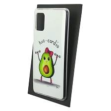 Чехол накладка Vinil для SAMSUNG Galaxy A51 (SM-A515), силикон, рисунок Avo cardio, цвет белый