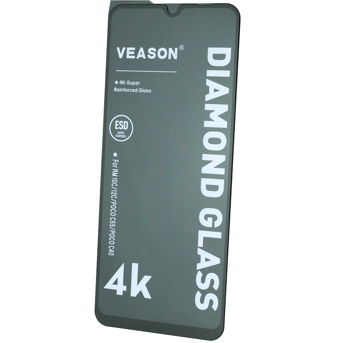 Защитное стекло VEASON Diamond Glass для XIAOMI Redmi 10C, Redmi A3, 12C, POCO C55, C40, цвет окантовки черный