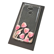 Чехол накладка для XIAOMI REDMI 4 PRO, силикон, стразы, рисунок цветочки 3.