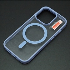 Чехол накладка Magnetic с поддержкой MagSafe для APPLE iPhone 15 Pro, силикон, цвет окантовки васильковый Чехол накладка Magnetic с поддержкой MagSafe для APPLE iPhone 15 Pro, силикон, цвет окантовки васильковый