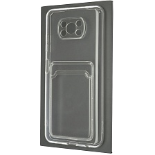 Чехол накладка CARD CASE для XIAOMI POCO X3, X3 Pro, силикон, отдел для карт, цвет прозрачный