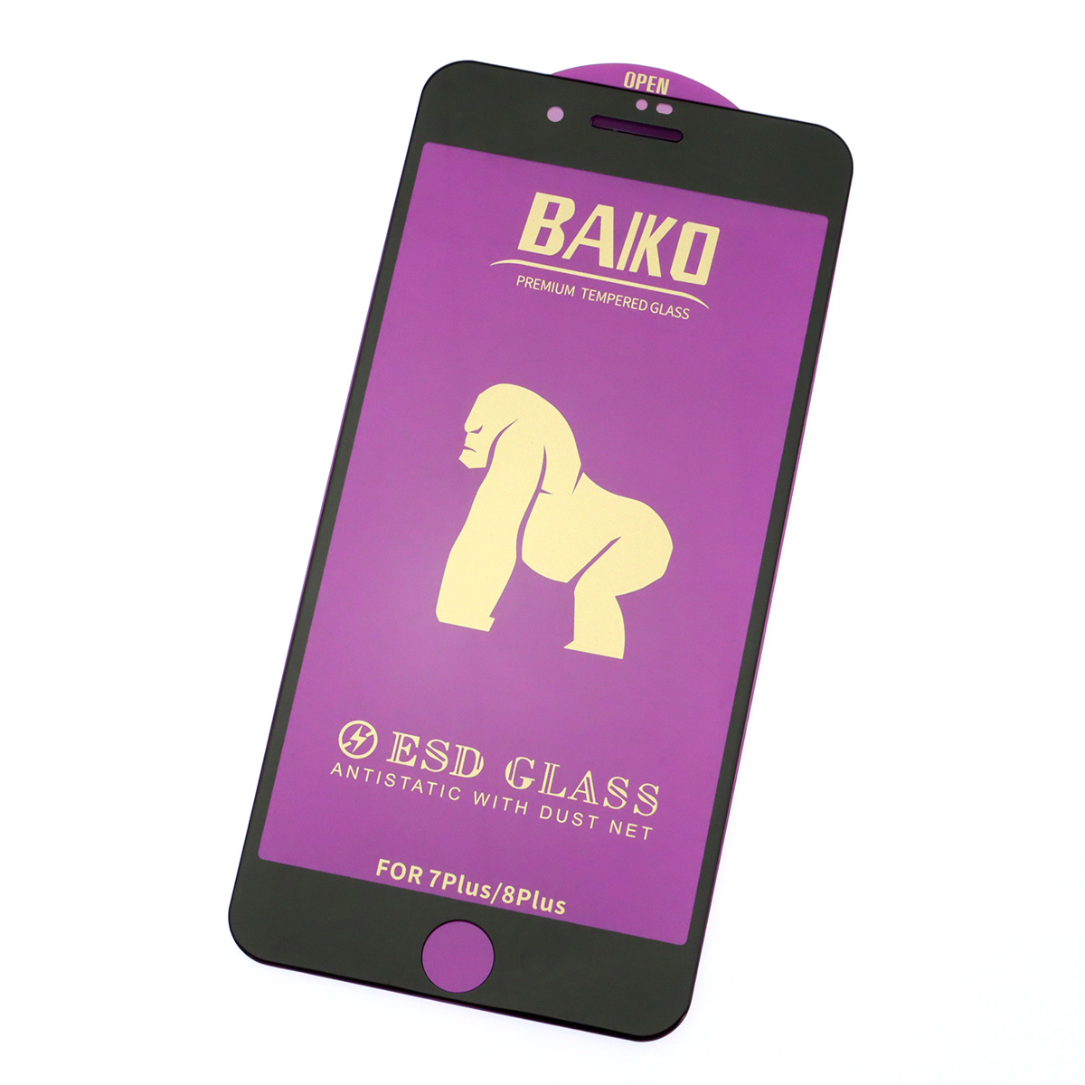 Защитное стекло BAIKO для APPLE iPhone 7 Plus, iPhone 8 Plus, с сеточкой на динамике, цвет окантовки черный