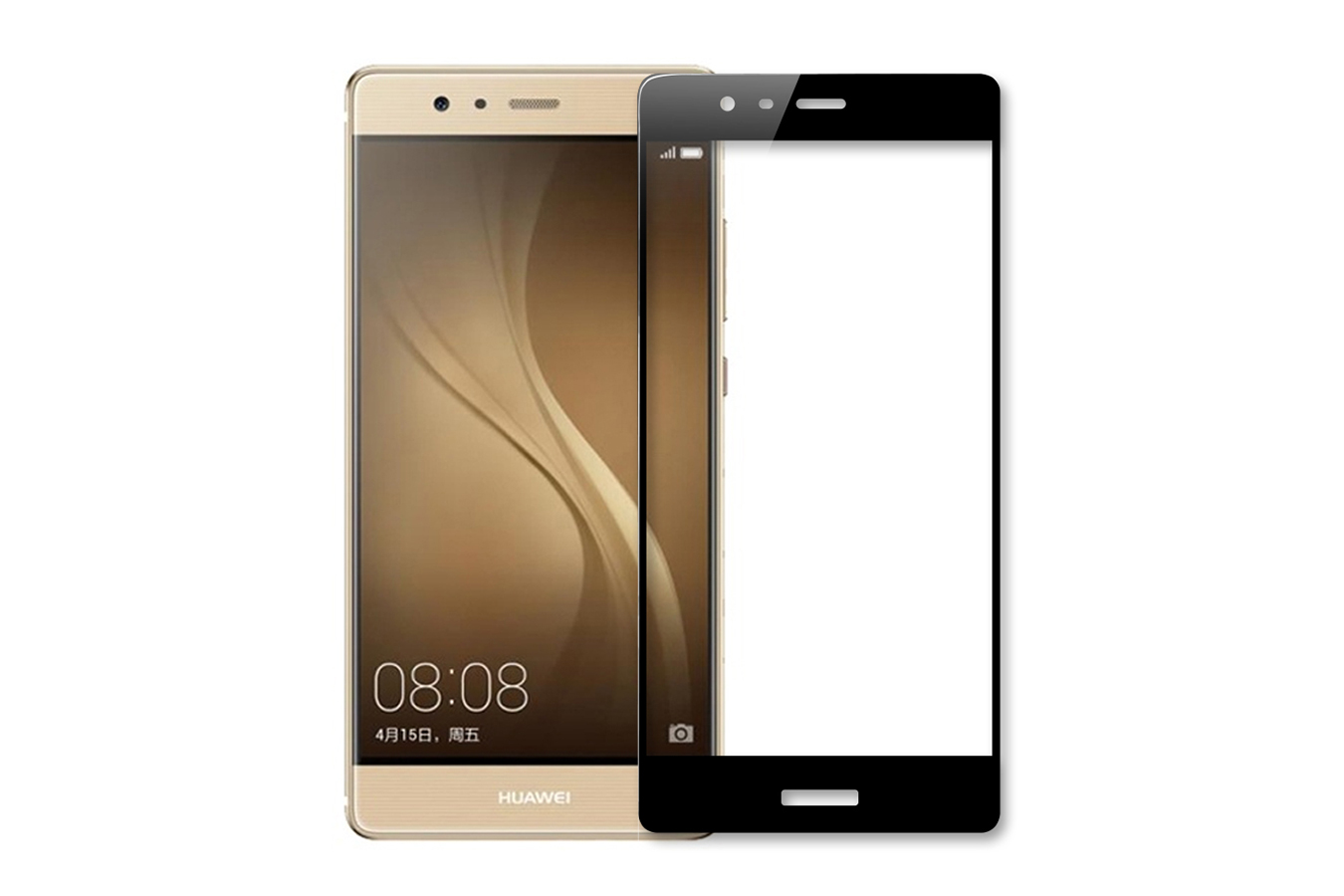 Защитное стекло 2D для Huawei P9 в техпаке, цвет черный.