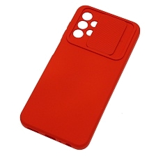 Чехол накладка для SAMSUNG Galaxy A13 4G, силикон, бархат, со шторкой для защиты задней камеры, цвет красный
