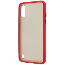 Чехол накладка SKIN SHELL для SAMSUNG Galaxy A01 (SM-A015F), силикон, пластик, цвет окантовки красный
