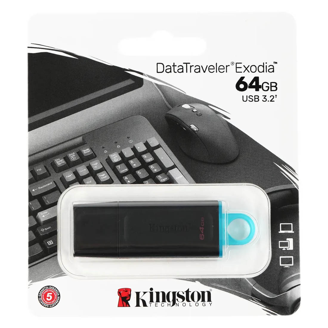 Флешка USB 3.2 64GB KINGSTON DataTraveler Exodia (DTX/64GB), цвет черный Флешка USB 3.2 64GB KINGSTON DataTraveler Exodia (DTX/64GB), цвет черный