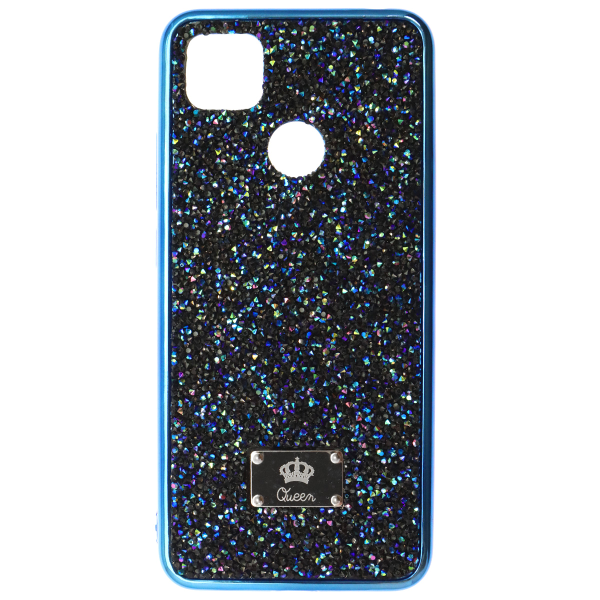 Чехол накладка Queen для XIAOMI Redmi 9C, Redmi 10A, силикон, стразы, цвет синий Чехол накладка Queen для XIAOMI Redmi 9C, Redmi 10A, силикон, стразы, цвет синий