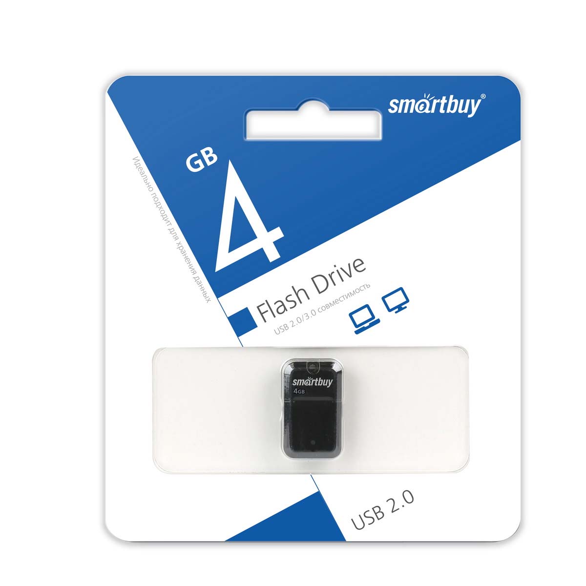 Флешка USB 2.0 4GB SMARTBUY ART, цвет черный