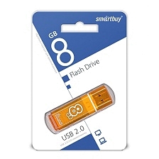 Флешка USB 2.0 8GB SMARTBUY Glossy, цвет оранжевый