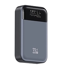 Внешний портативный аккумулятор, Power Bank USAMS PB74 US-CD221, 10000 mAh, 33W, Led дисплей, цвет темно серый