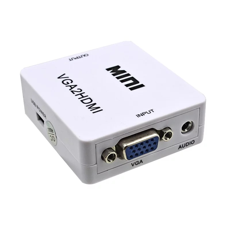 Переходник, конвертер, преобразователь видеосигнала VGA на HDMI, цвет белый.