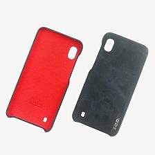 Чехол накладка X-Level VINTAGE для SAMSUNG Galaxy A10 (SM-A105), силикон, имитация кожи, цвет черный.