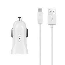 АЗУ (Автомобильное зарядное устройство) HOCO Z2 с кабель micro USB, 1.5A, 1 USB, цвет белый
