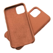 Чехол накладка Silicon Case для APPLE iPhone 11 2019, силикон, бархат, цвет оранжевый.