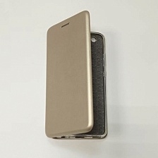 Чехол книжка для HUAWEI P10, экокожа, визитница, цвет золотистый