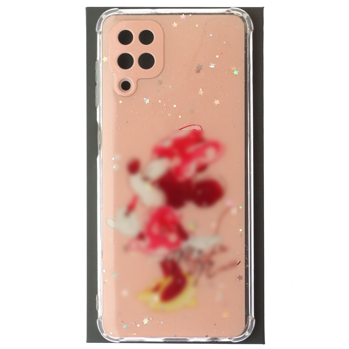 Чехол накладка для SAMSUNG Galaxy A12 4G (SM-A125), M12 (SM-A125F), силикон, глянцевый, блестки, рисунок мышка с помадой Чехол накладка для SAMSUNG Galaxy A12 4G (SM-A125), M12 (SM-A125F), силикон, глянцевый, блестки, рисунок мышка с помадой