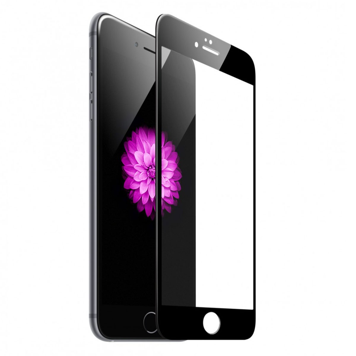 Защитное стекло "Премиум" iPhone 7 Plus/8 Plus Черное (Закалённое+, полное покрытие).