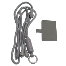 Шнурок для смартфона на шею регулируемый, цвет серый