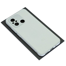 Чехол накладка для XIAOMI Redmi 12С, POCO C55, защита камеры, силикон, пластик, цвет бело серебристый