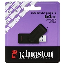 Флешка USB 3.2 64GB KINGSTON DataTraveler Exodia S (DTXS/64GB), цвет черный