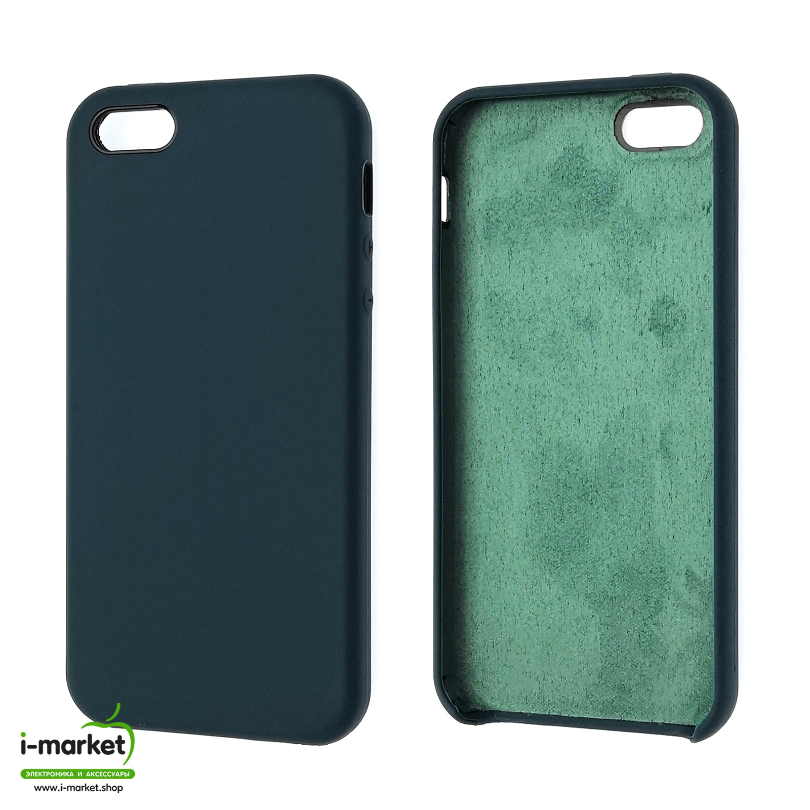 Чехол накладка Silicon Case для APPLE iPhone 5, 5S, SE, силикон, бархат, цвет темно синий