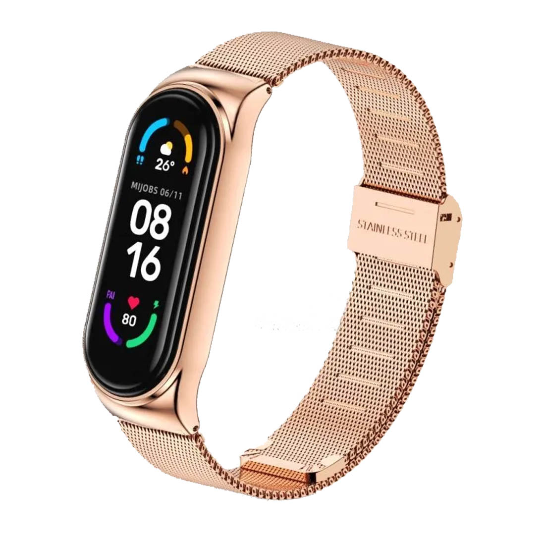Сменный ремешок для фитнес браслета, смарт часов XIAOMI Mi Band 3, Mi Band 4, Mi Band 5, Mi Band 6, металл, цвет золотистый